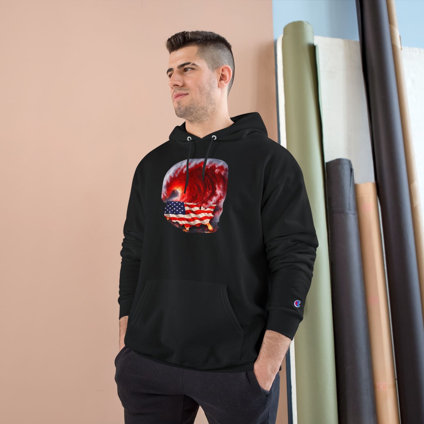 Red Wave USA Champion Brand Hoodie
