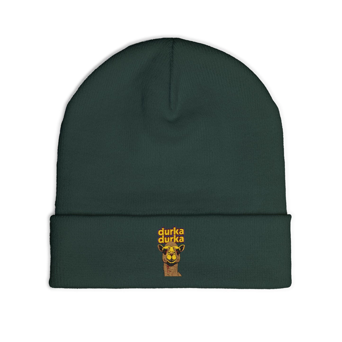 "Durka Durka" Camel Knit Beanie