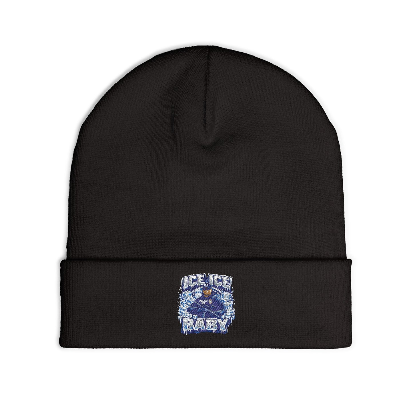 Ice Ice Baby ICE Agent Embroidered Knit Beanie