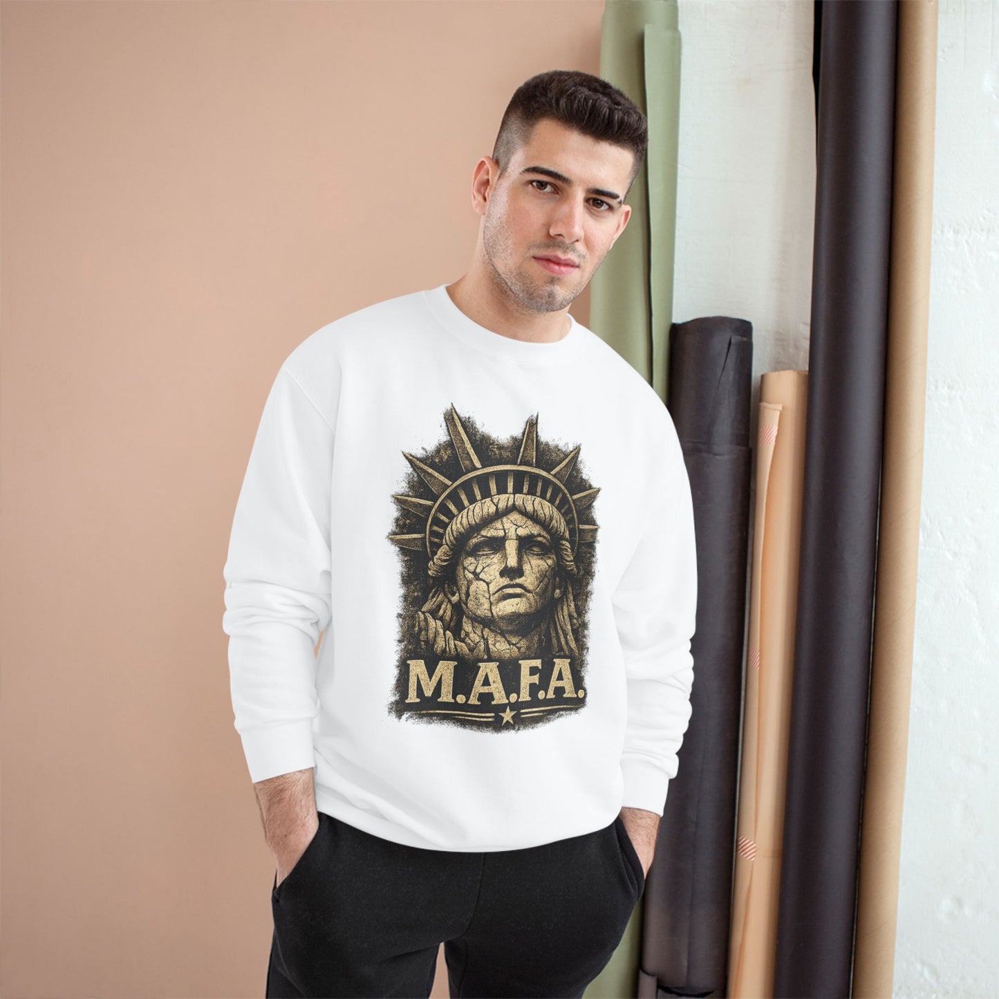 M.A.F.A. "Statue Of Liberty" "Sovereignty Security Prosperity " Champion Brand Crewneck Sweatshirt
