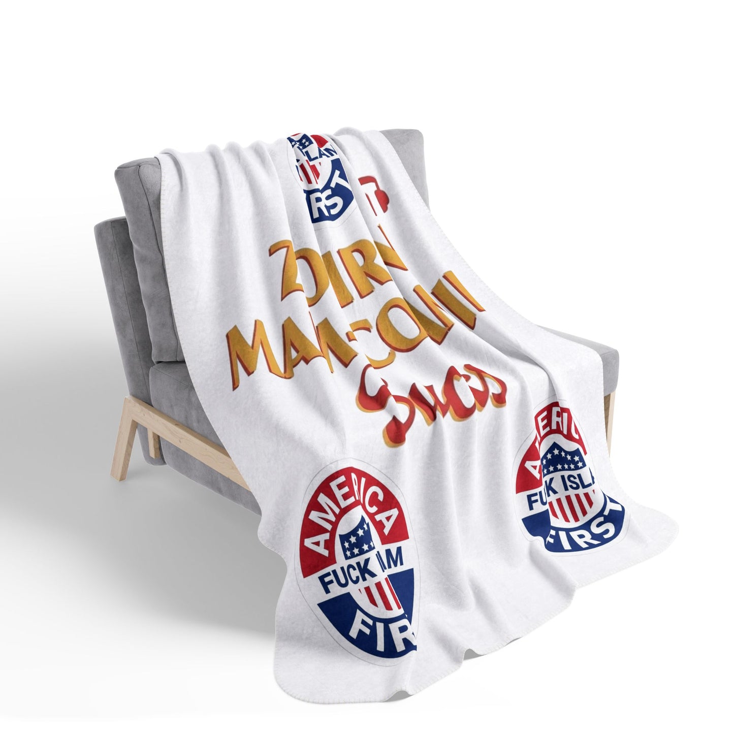 Zohran Mam-Commie Sucks/America First F*CK ISLAM Fleece Sherpa Blanket