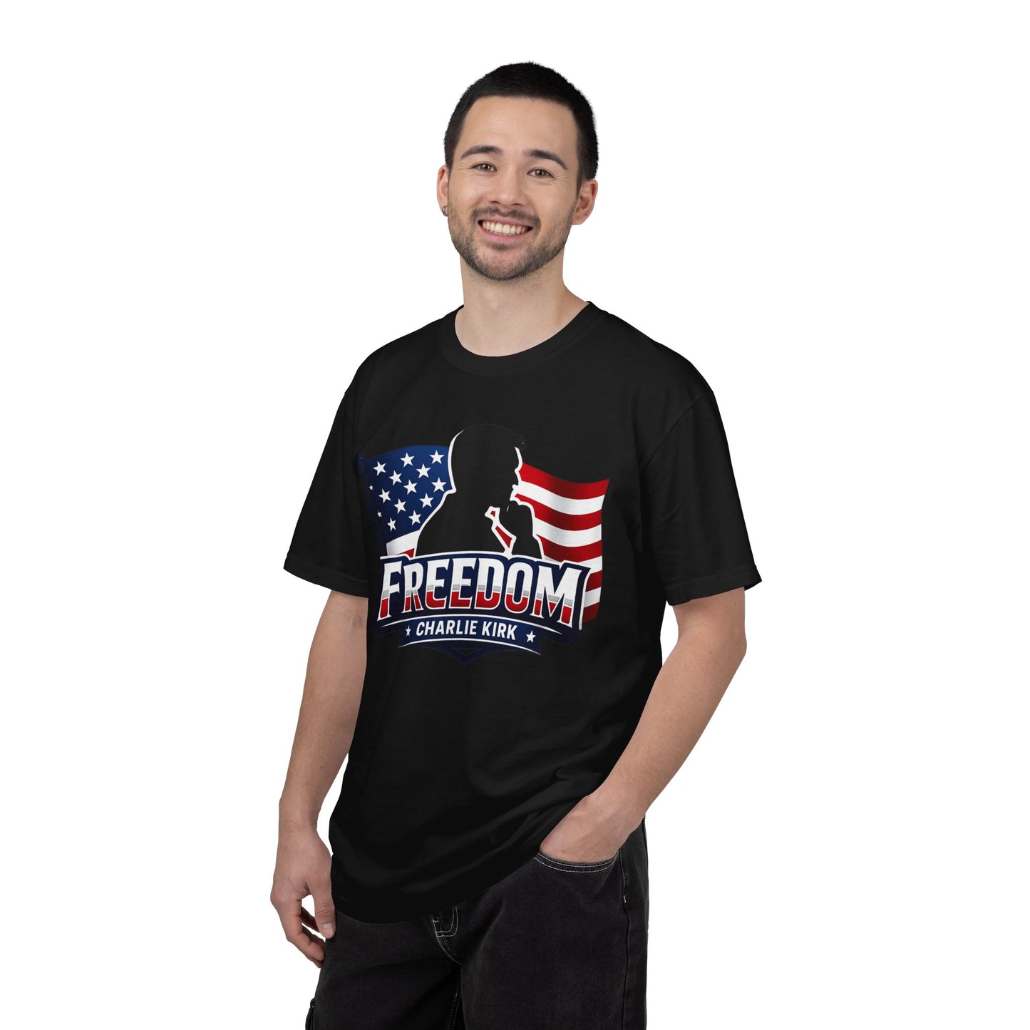 Charlie Kirk Freedom  T-Shirt — Charlie Kirk American Flag Graphic Tee