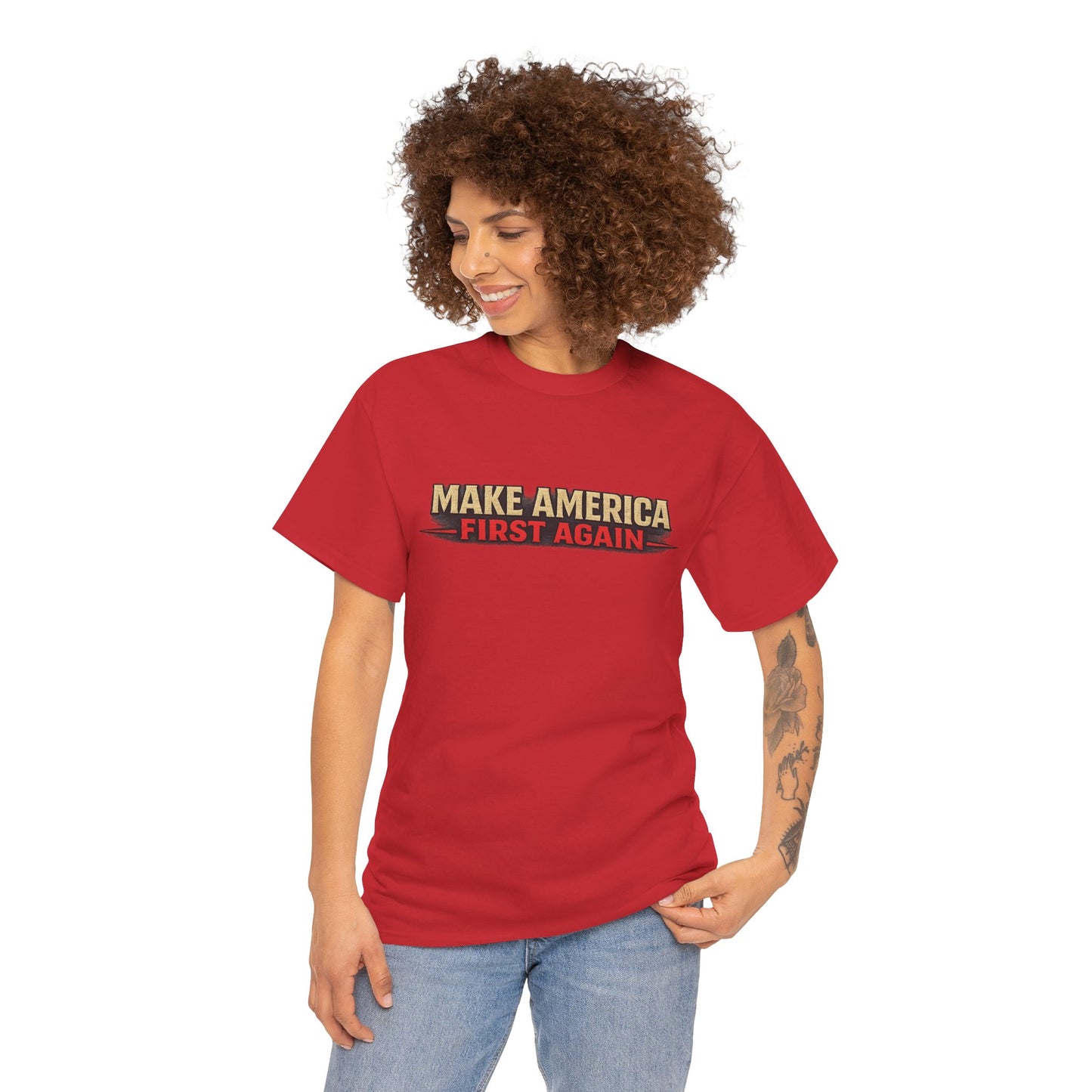 "Make America First Again" America First Is Not A Slogan - It's A Standard Gildan Brand T-Shirt