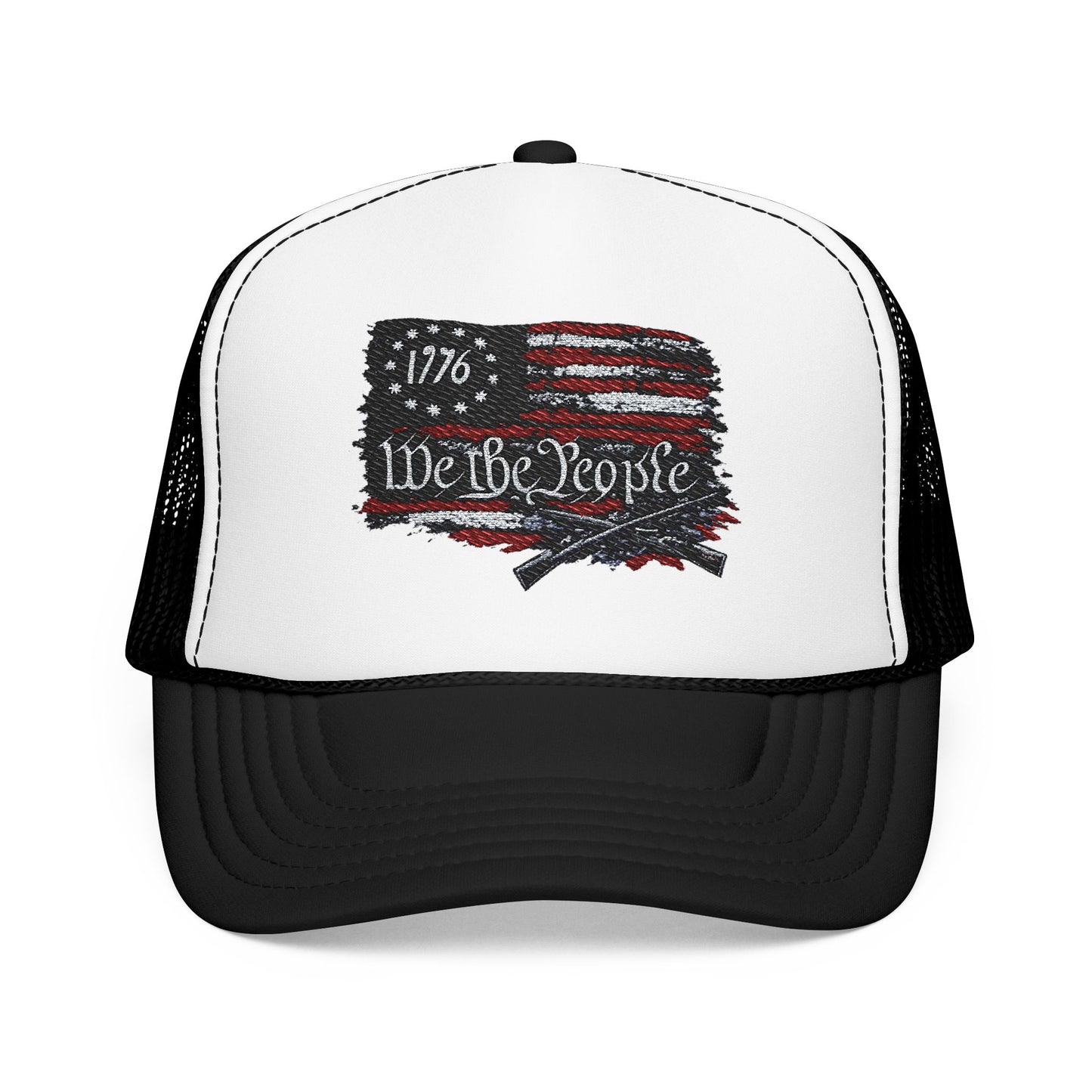 We The People 1776 Flag Embroidered Trucker Hat