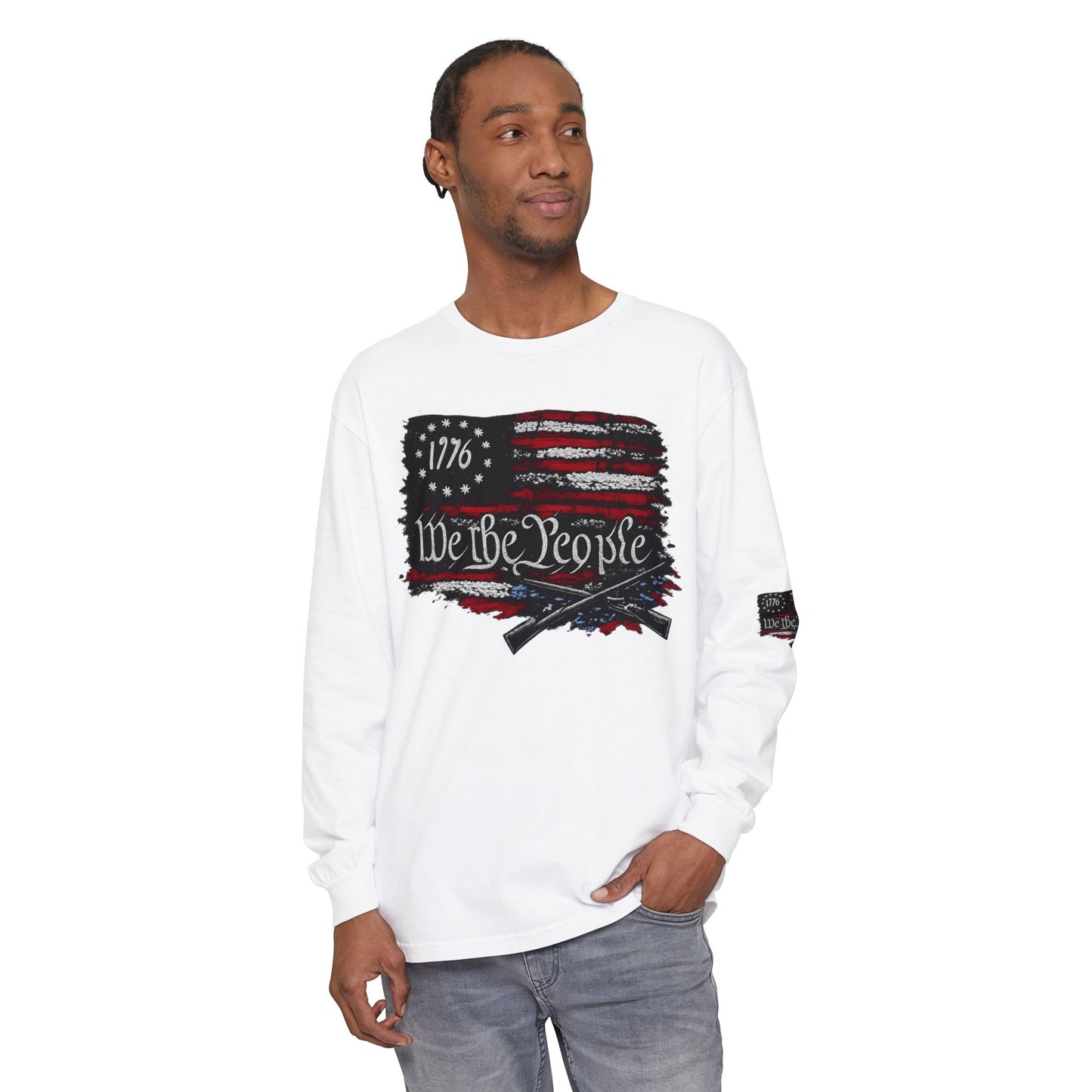 We the People 1776 Flag Comfort Color Brand Long Sleeve