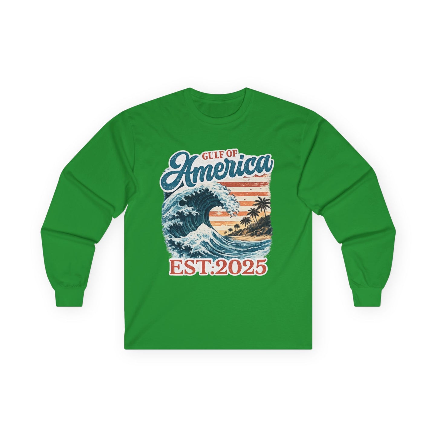Gulf of America Est. 2025 Waves Gildan Brand Long Sleeve T-Shirt