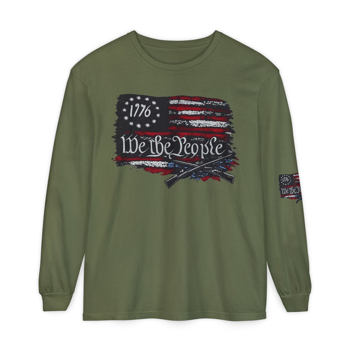 We the People 1776 Flag Comfort Color Brand Long Sleeve