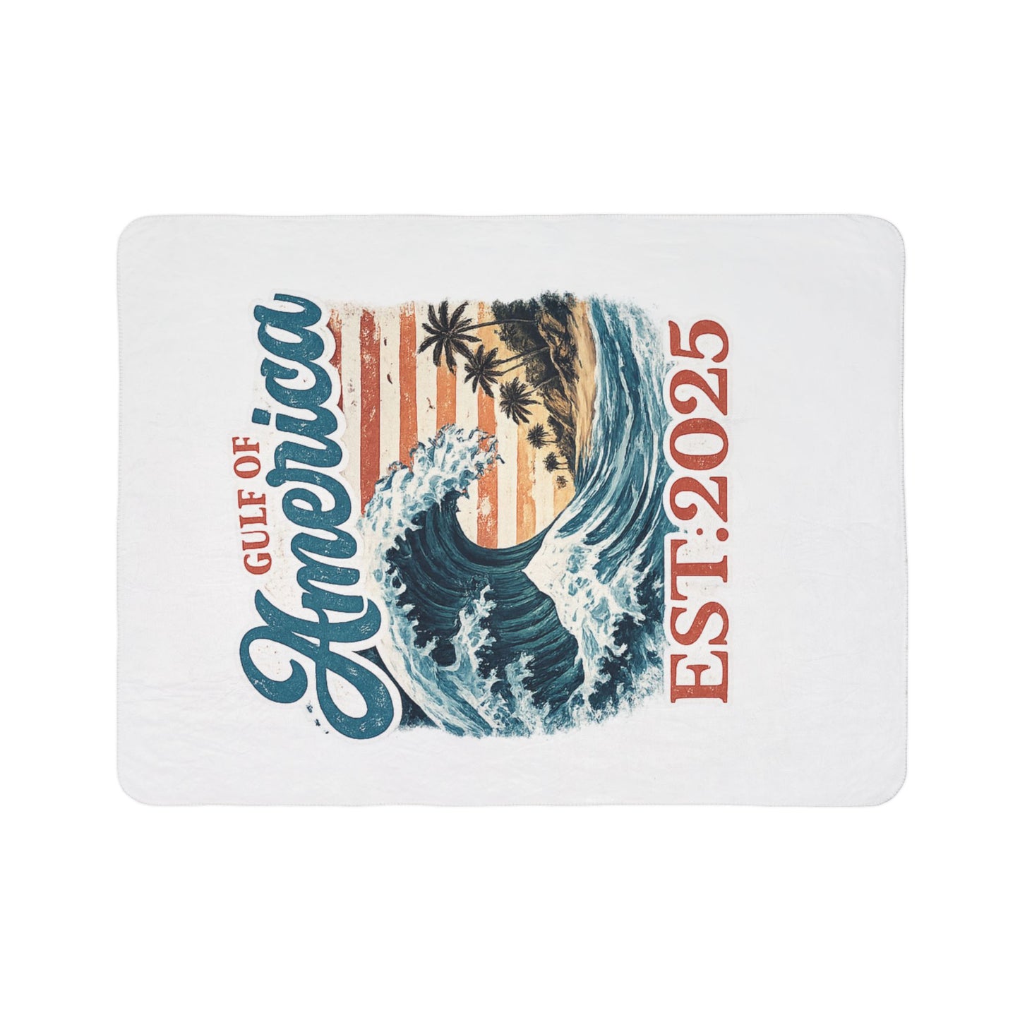 Gulf of America EST. 2025 Waves Fleece Sherpa Blanket
