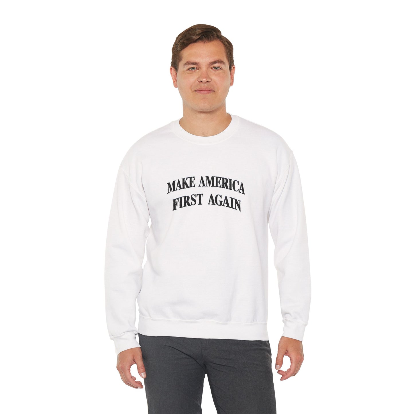 Black "Make America First Again" Crewneck Sweatshirt