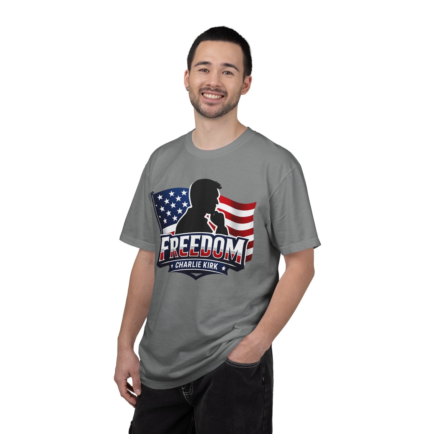 Charlie Kirk Freedom  T-Shirt — Charlie Kirk American Flag Graphic Tee