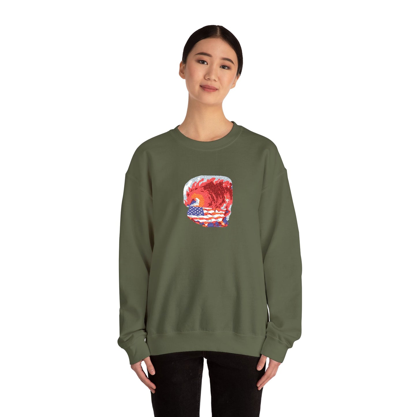 Red Wave USA Comfort Color Brand Embroidered Crewneck Sweatshirt