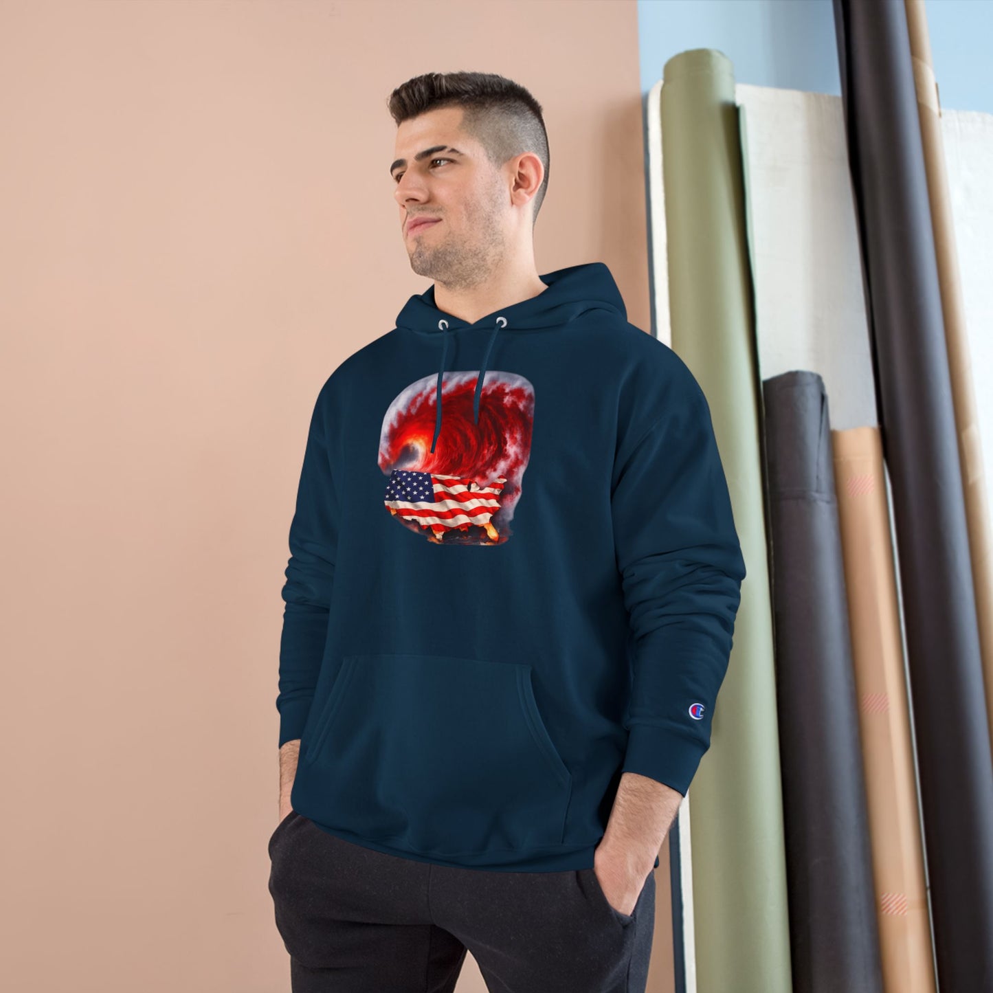 Red Wave USA Champion Brand Hoodie