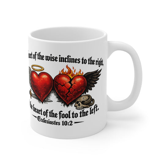 Ecclesiastes 10:2 Winged Hearts Conservative & Liberal Meanings Coffee Mug