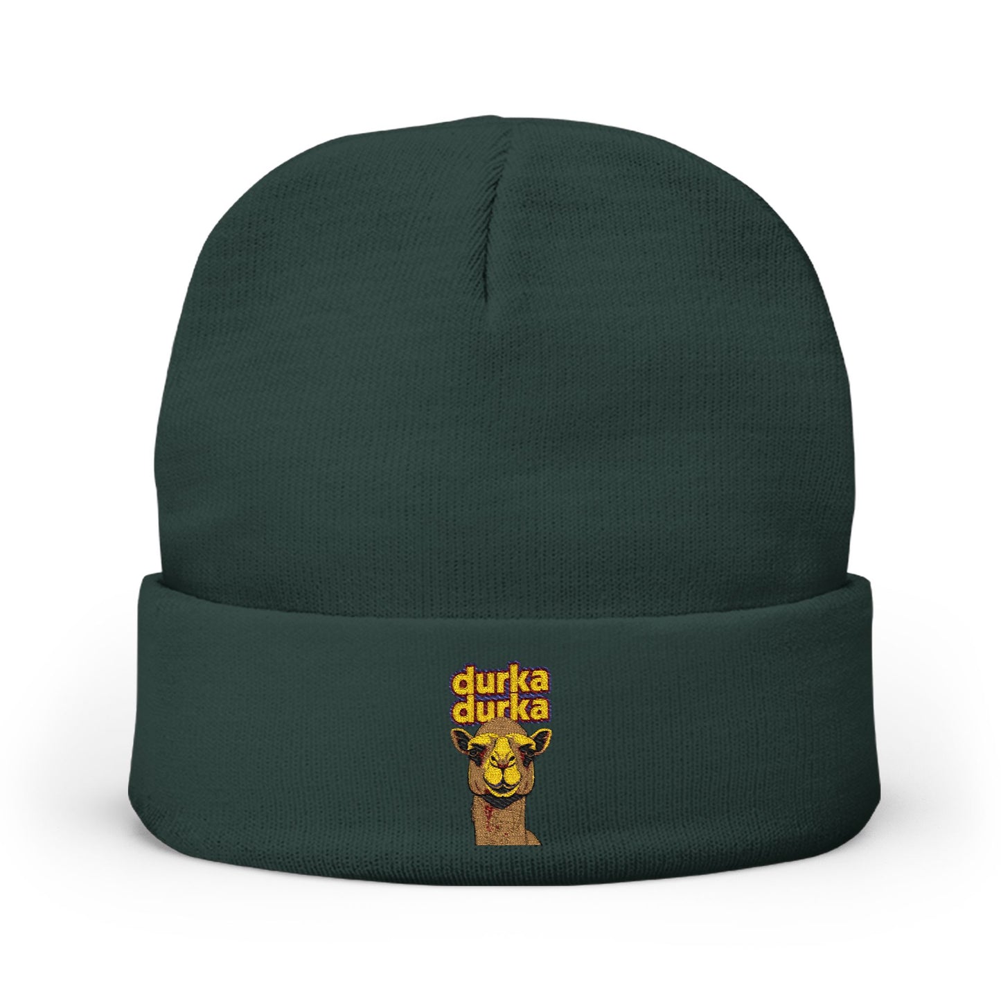 "Durka Durka" Camel Knit Beanie
