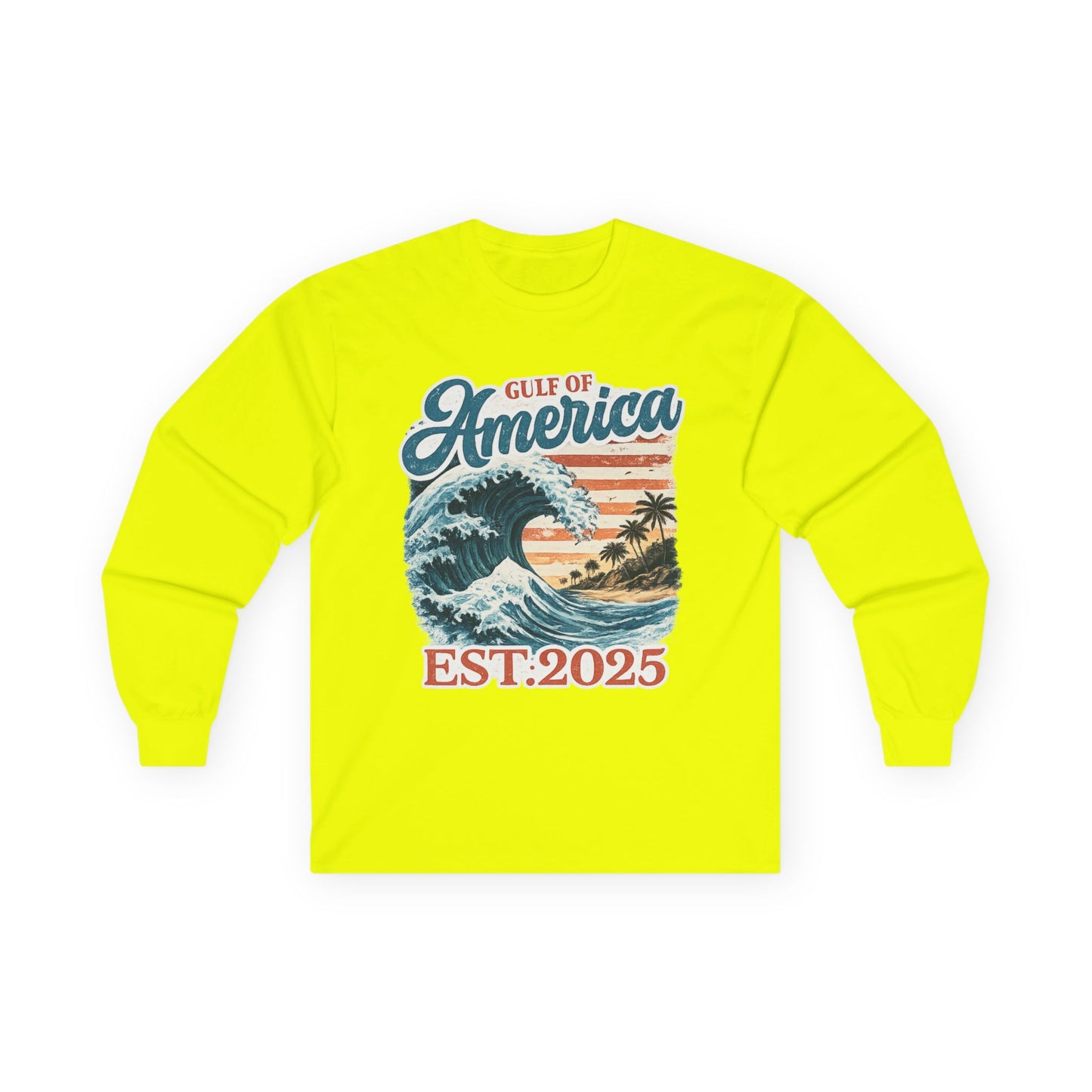 Gulf of America Est. 2025 Waves Gildan Brand Long Sleeve T-Shirt