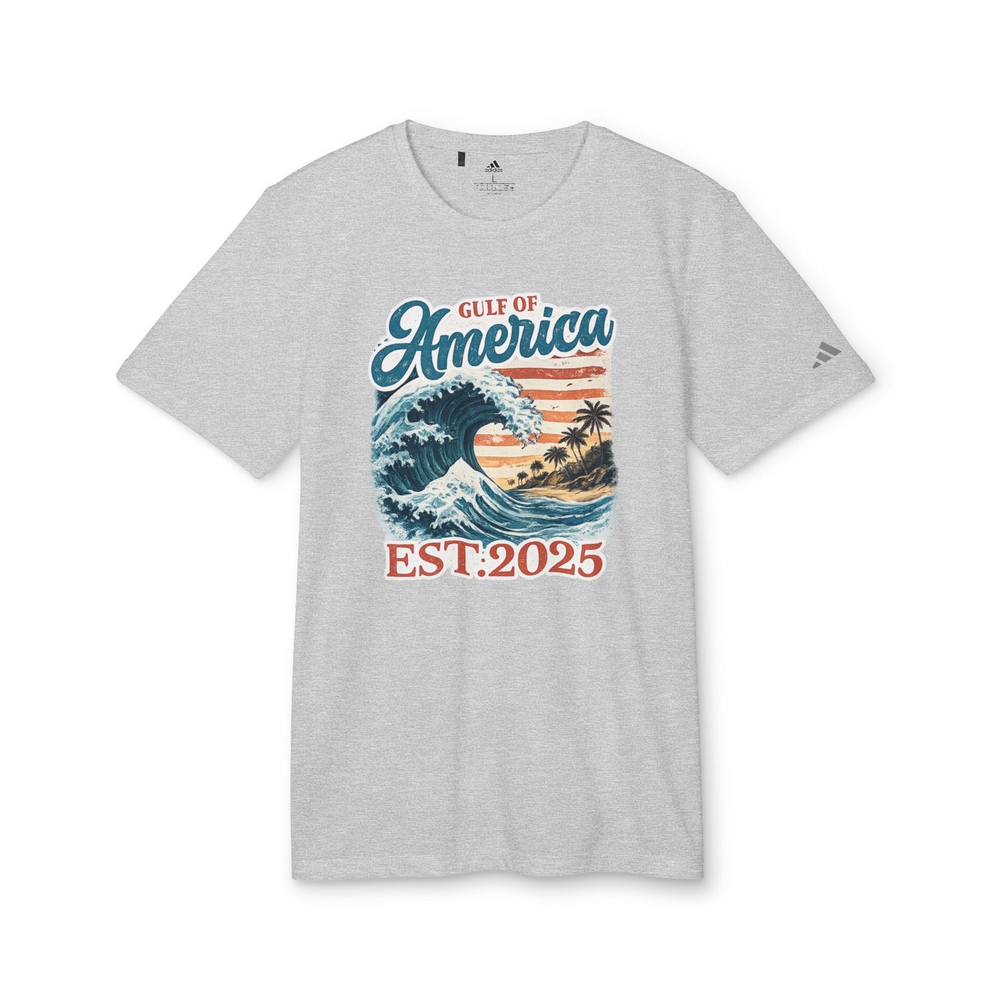 Gulf of America Est. 2025 Waves Adidas Brand T-Shirt