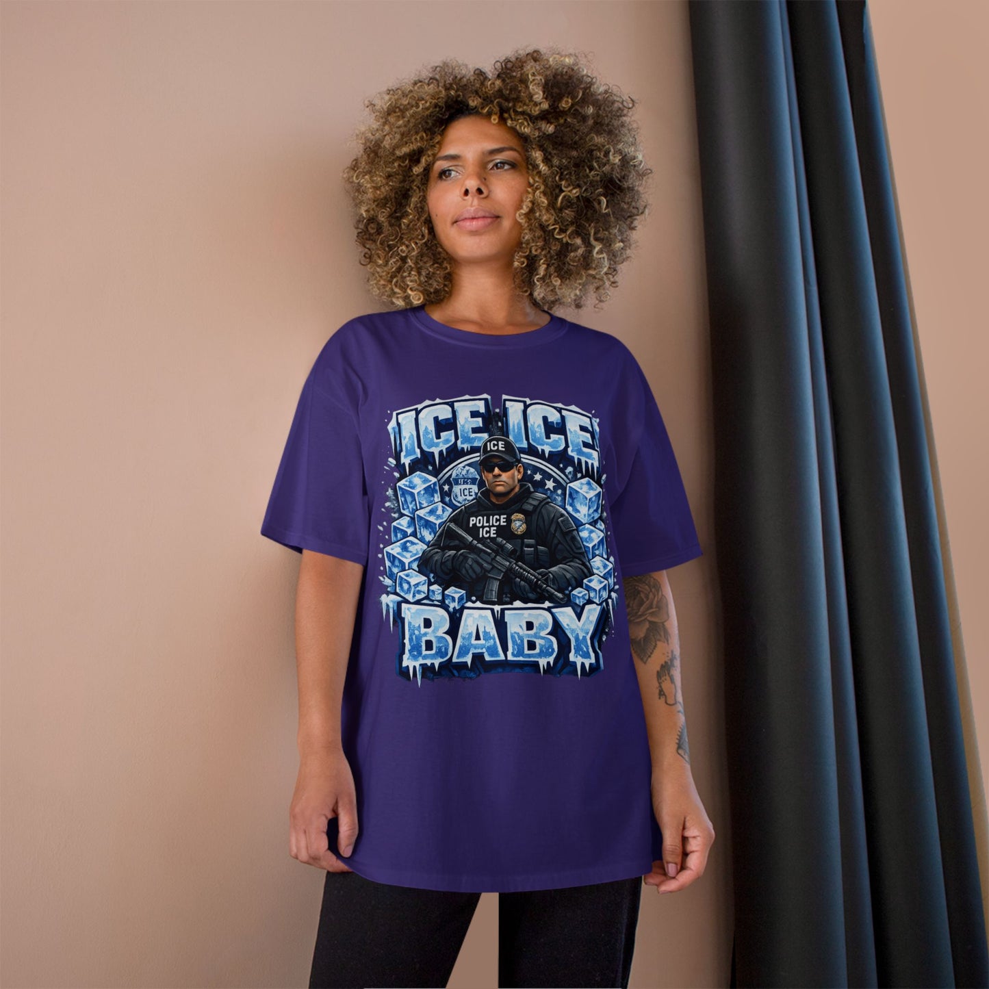 Ice Ice Baby ICE Agent Champion Brand T-Shirt