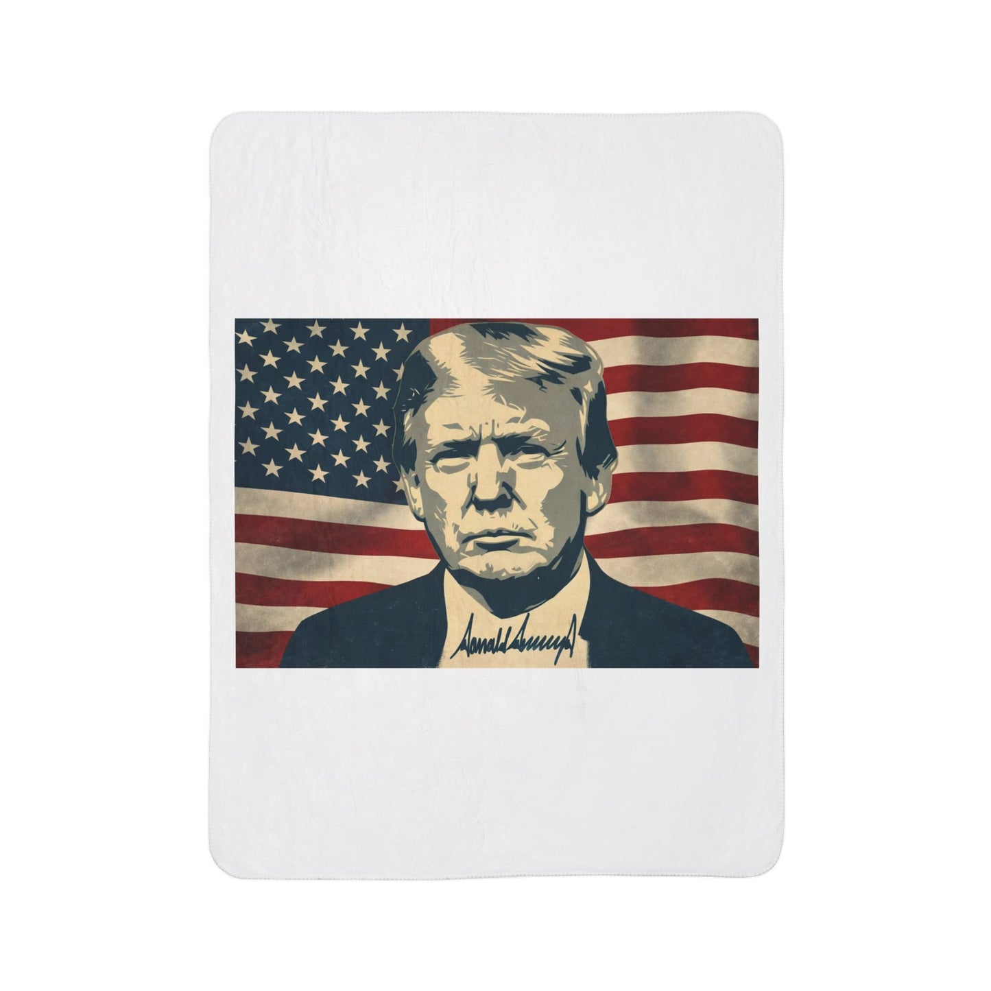 President Trump American Flag Signature Sherpa Blanket