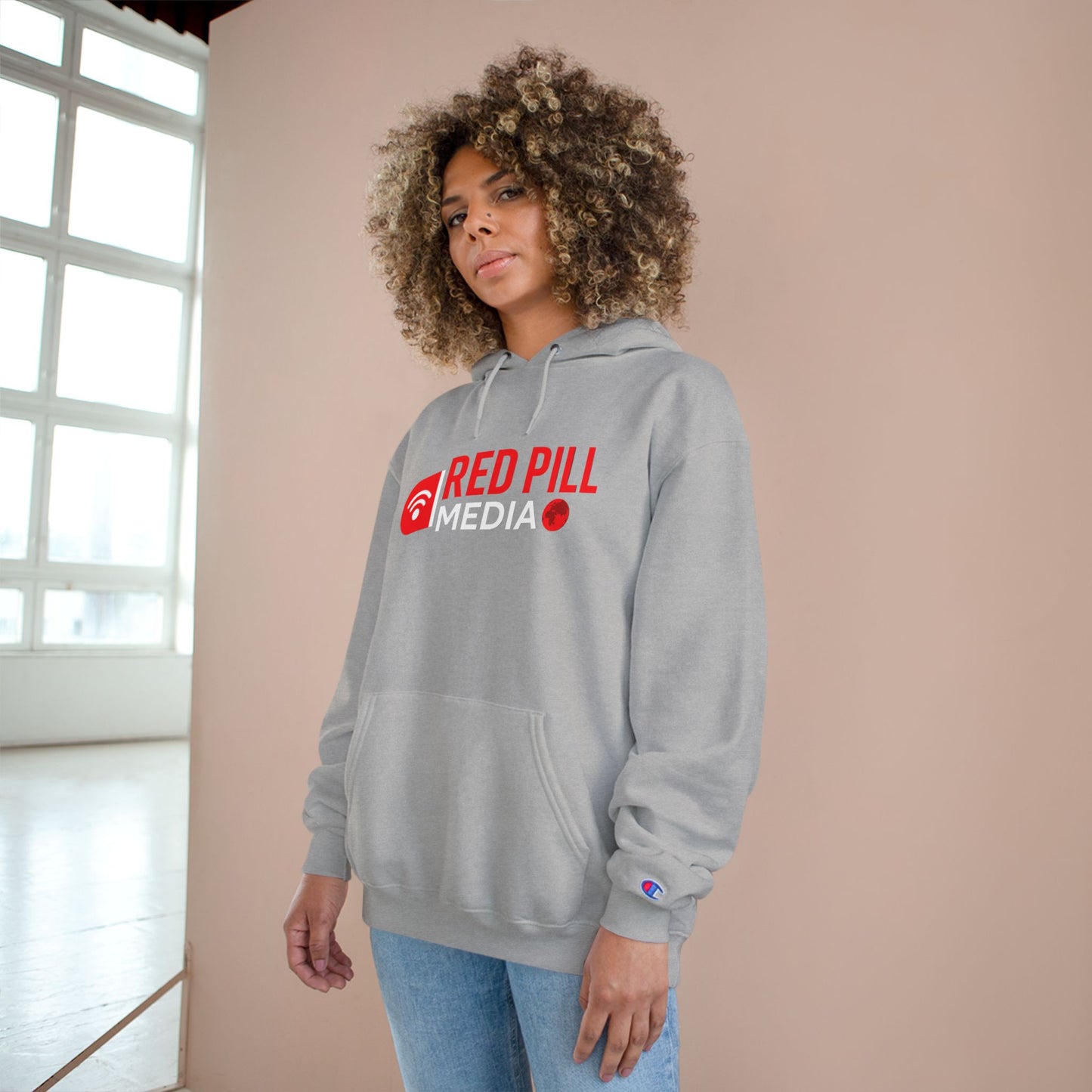 Red Pill Media Logo Champion Brand Hoodie