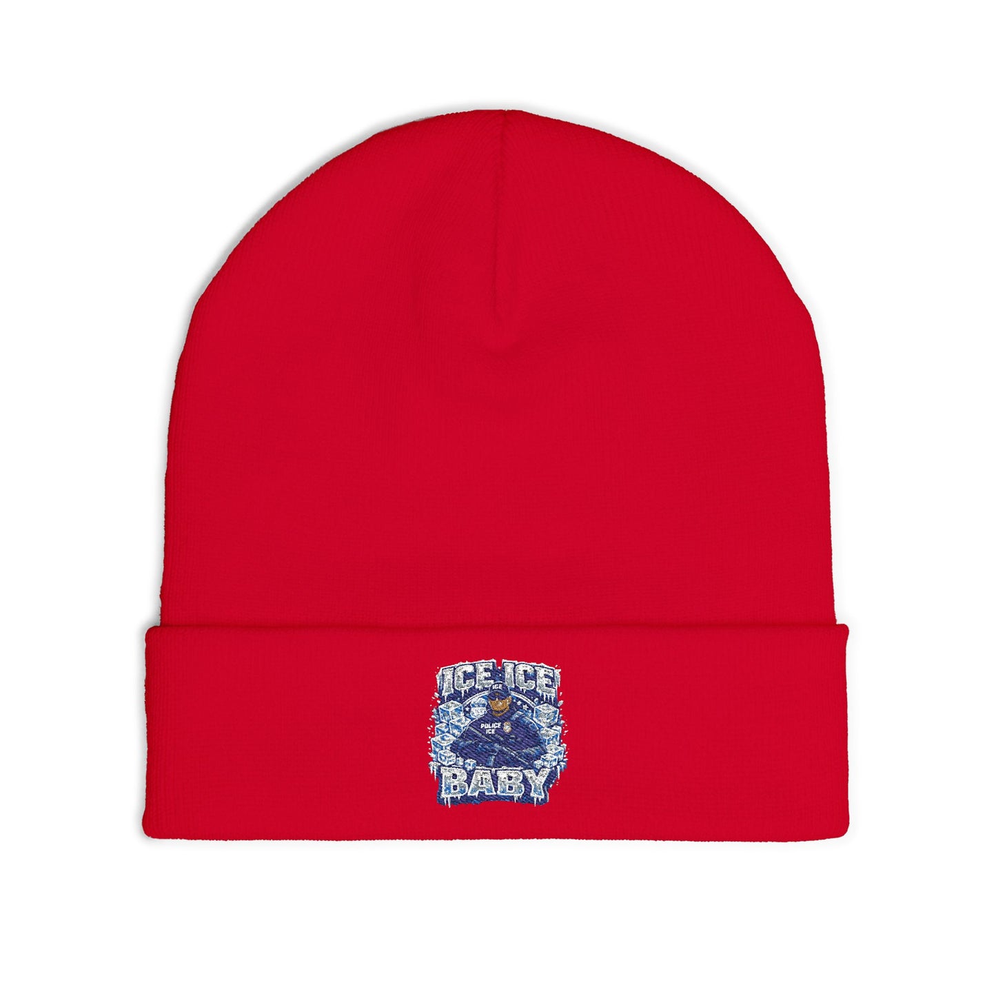 Ice Ice Baby ICE Agent Embroidered Knit Beanie