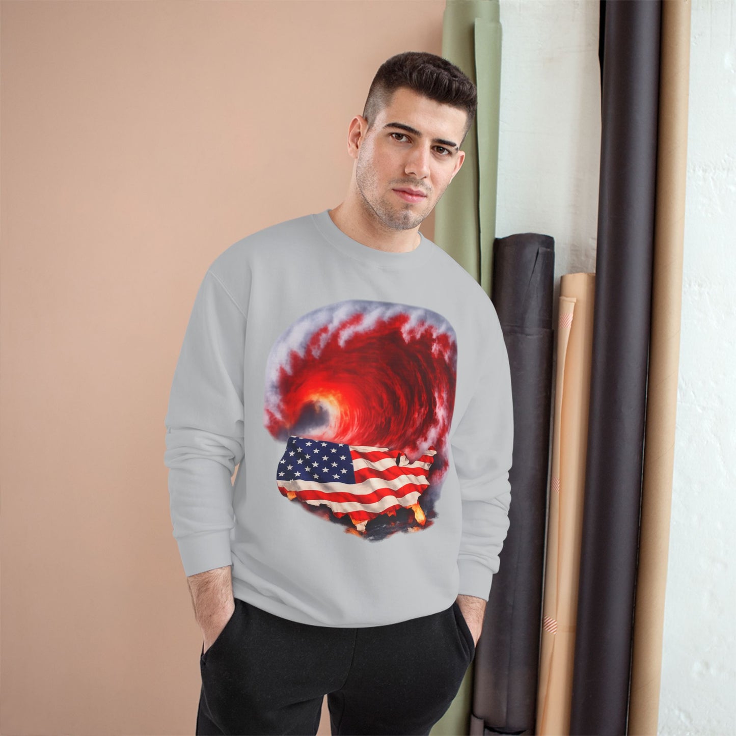 Red Wave USA Champion Brand Crewneck Sweatshirt
