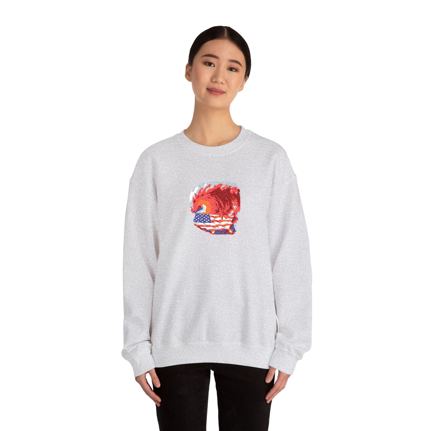 Red Wave USA Comfort Color Brand Embroidered Crewneck Sweatshirt