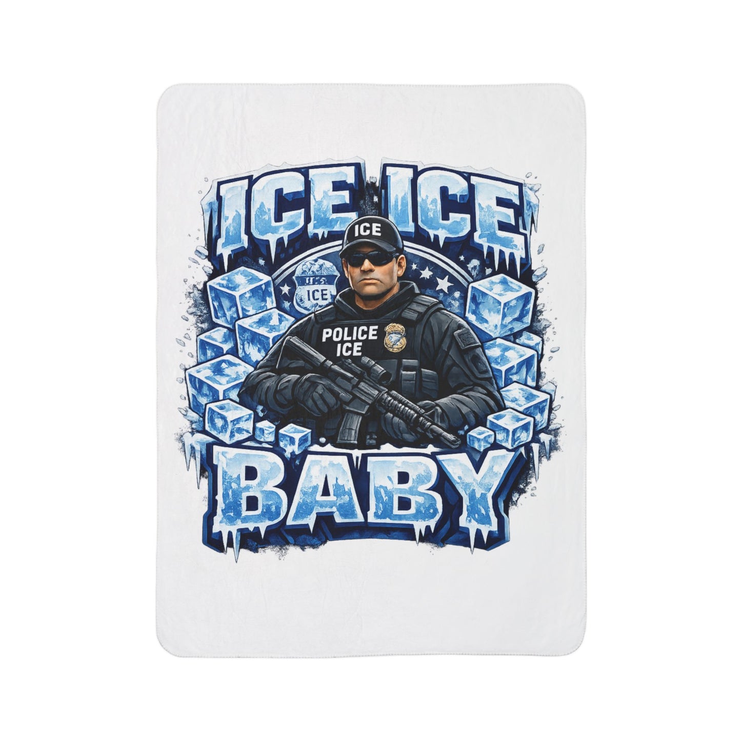 Ice Ice Baby ICE Agent Fleece Sherpa Blanket