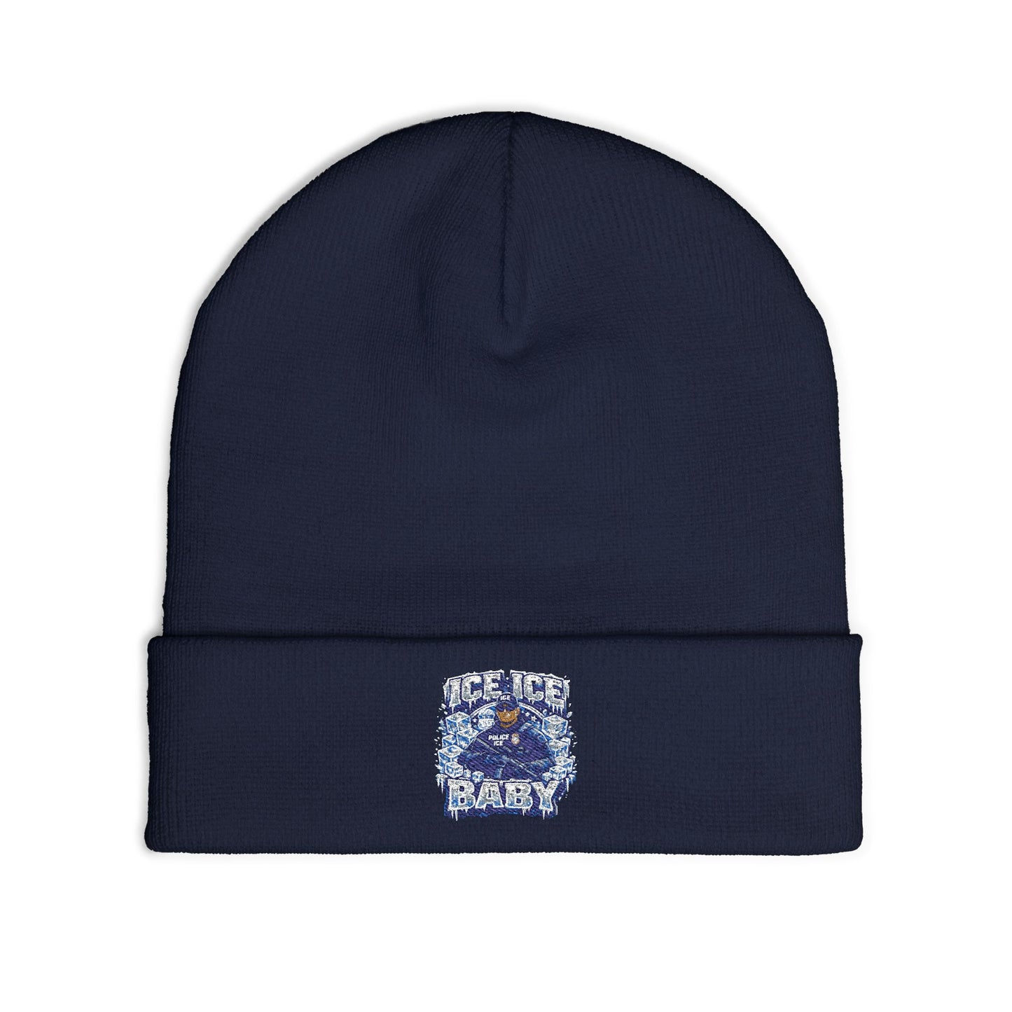 Ice Ice Baby ICE Agent Embroidered Knit Beanie