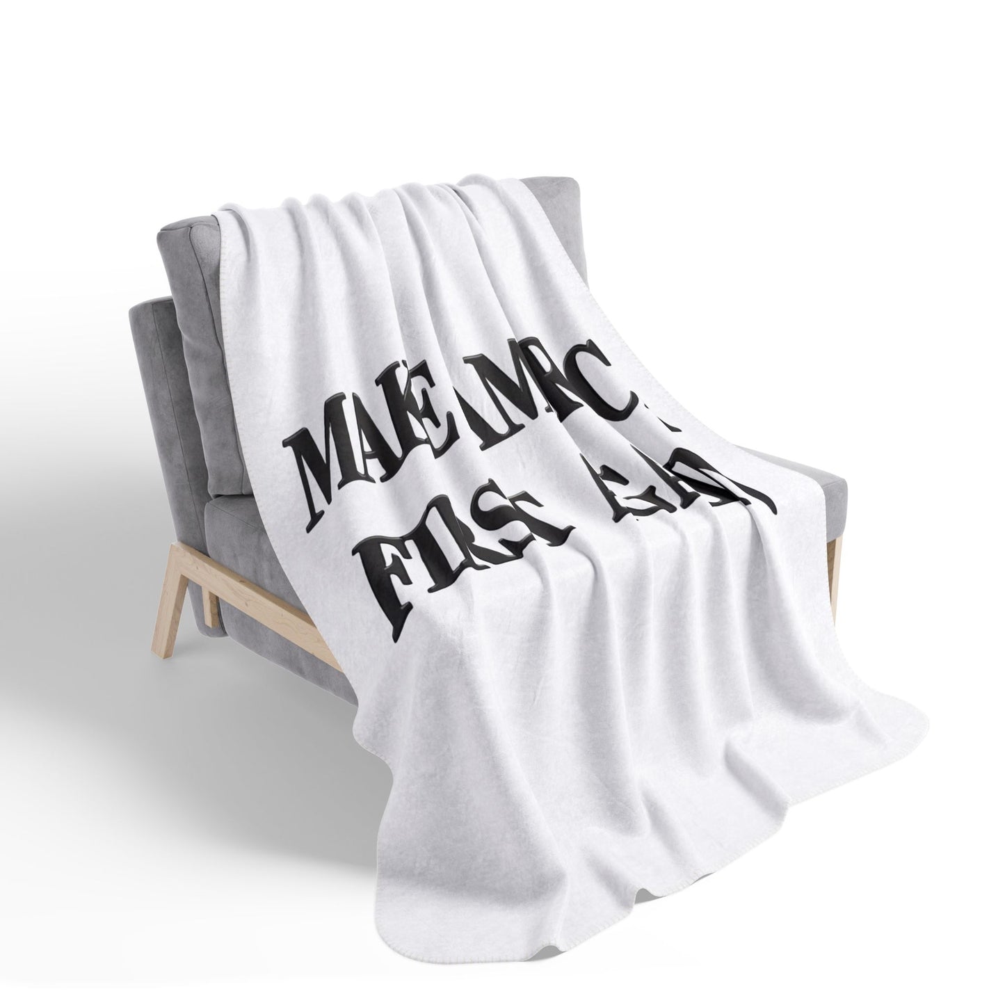 Black "Make America First Again" Fleece Sherpa Blanket