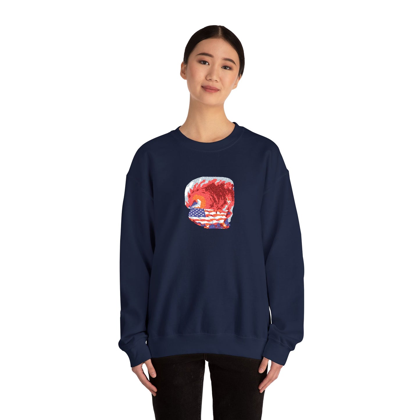Red Wave USA Comfort Color Brand Embroidered Crewneck Sweatshirt