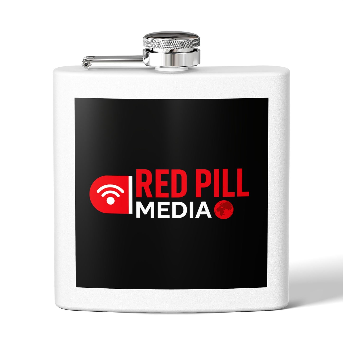 Red Pill Media Logo 6oz Stainless Steel Hip Flask
