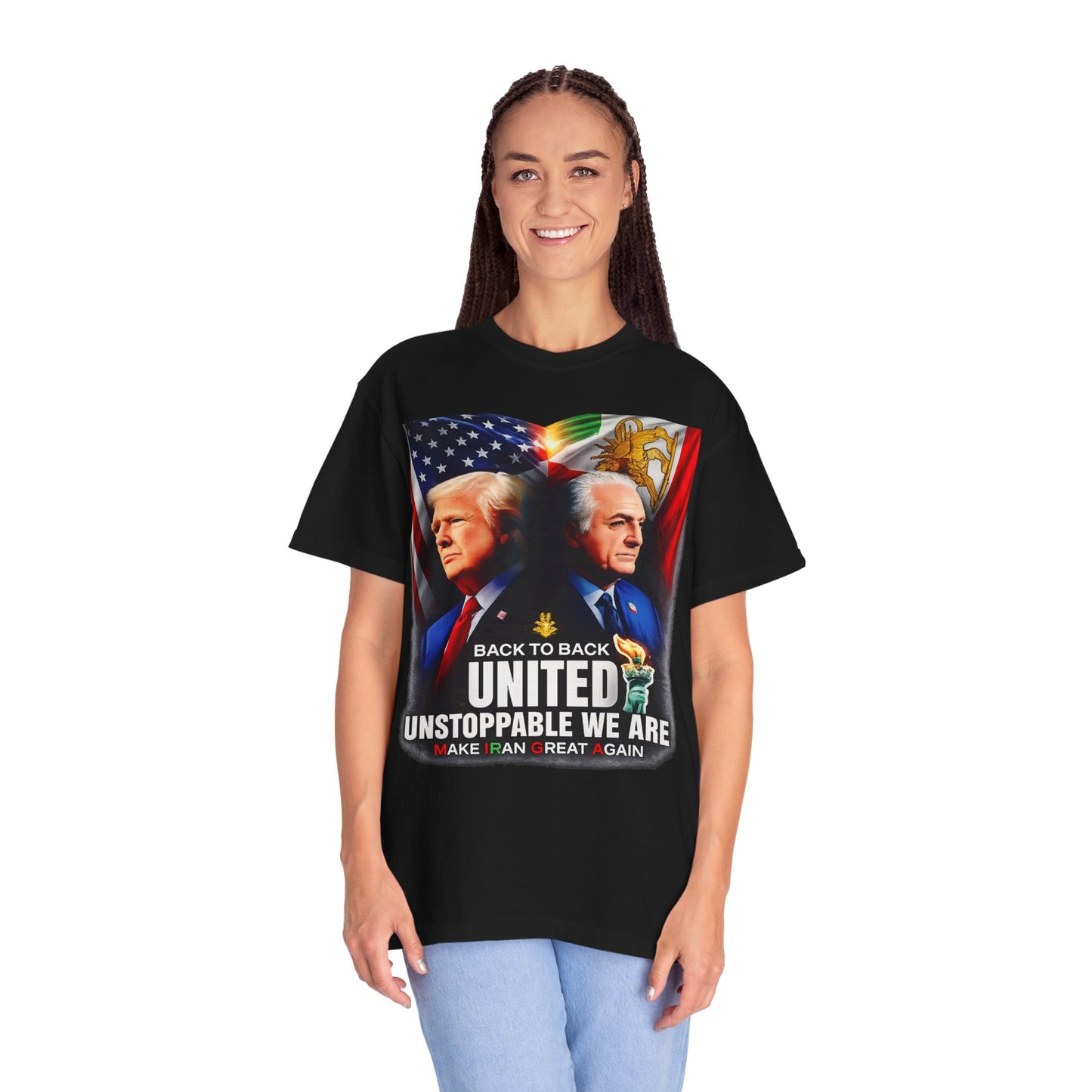Back To Back United Unstoppable We Are "M.I.G.A" President Trump & Reza Pahlavi Comfort Colors Brand T-Shirt