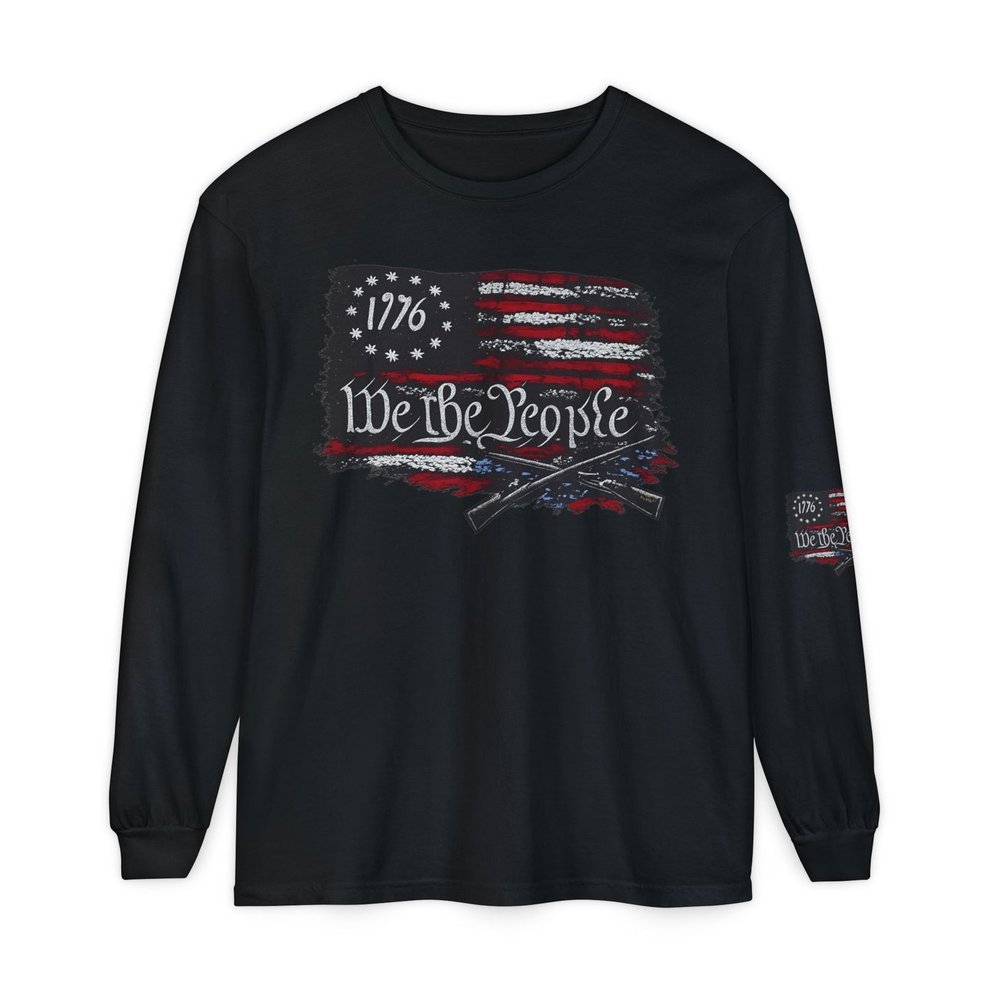 We the People 1776 Flag Comfort Color Brand Long Sleeve