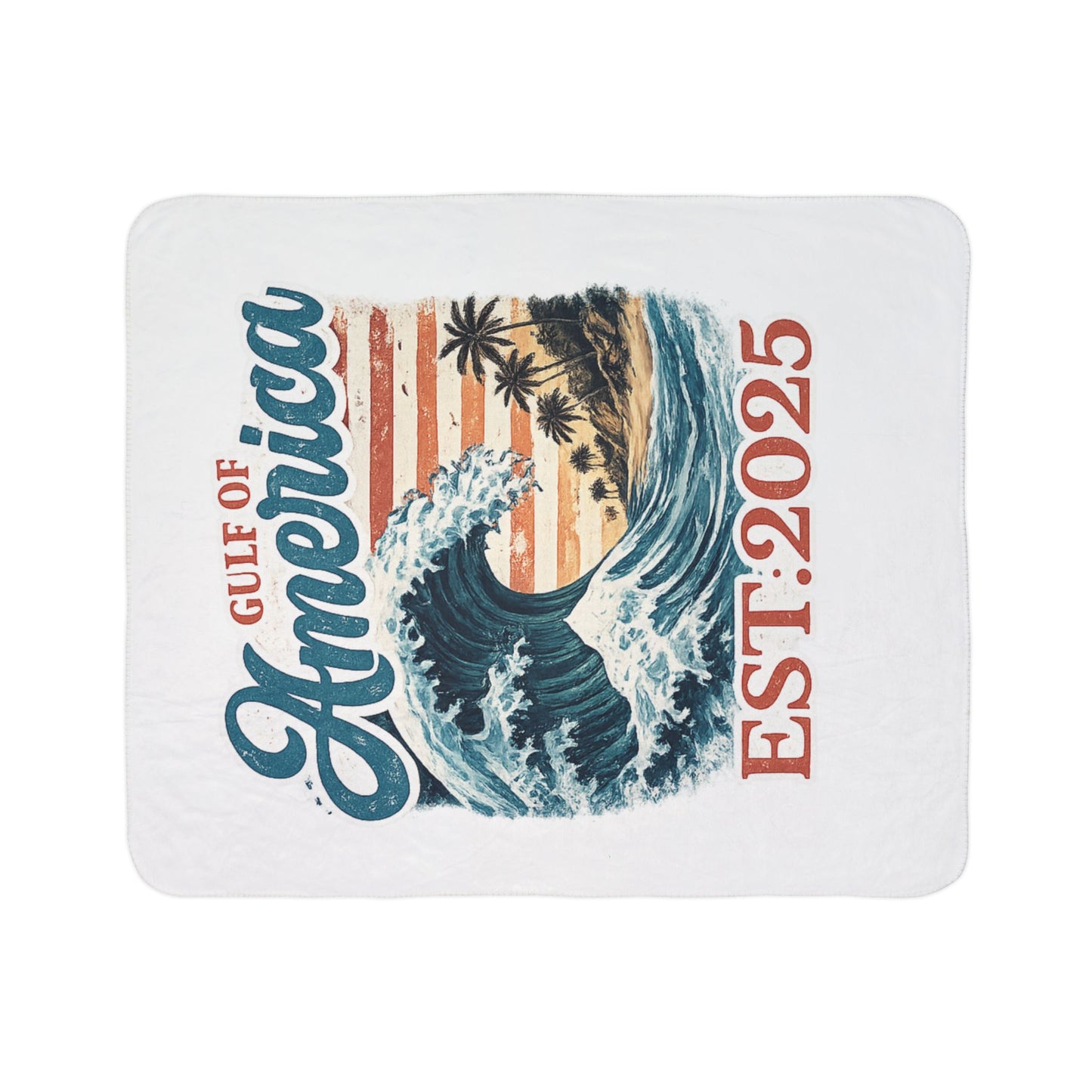 Gulf of America EST. 2025 Waves Fleece Sherpa Blanket