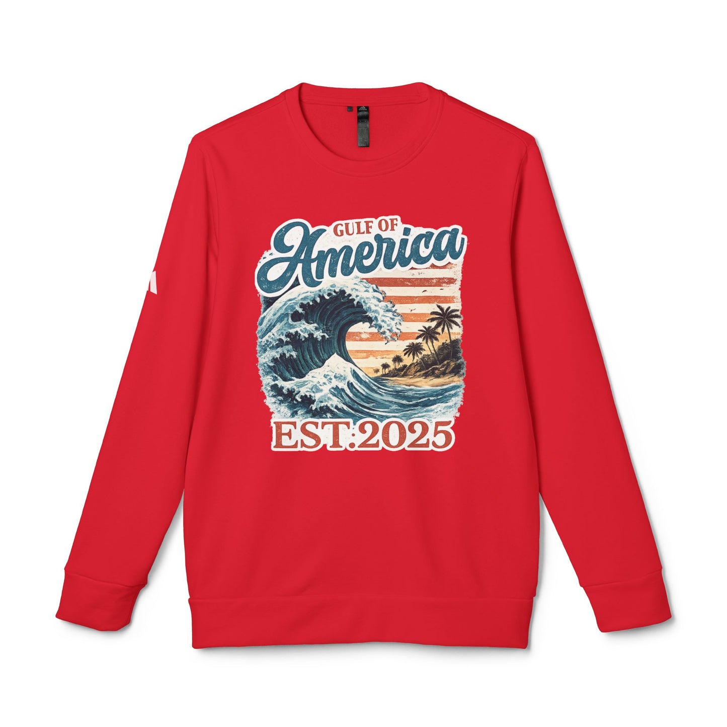 Gulf of America Est. 2025 Waves Adidas Brand Crewneck Sweatshirt