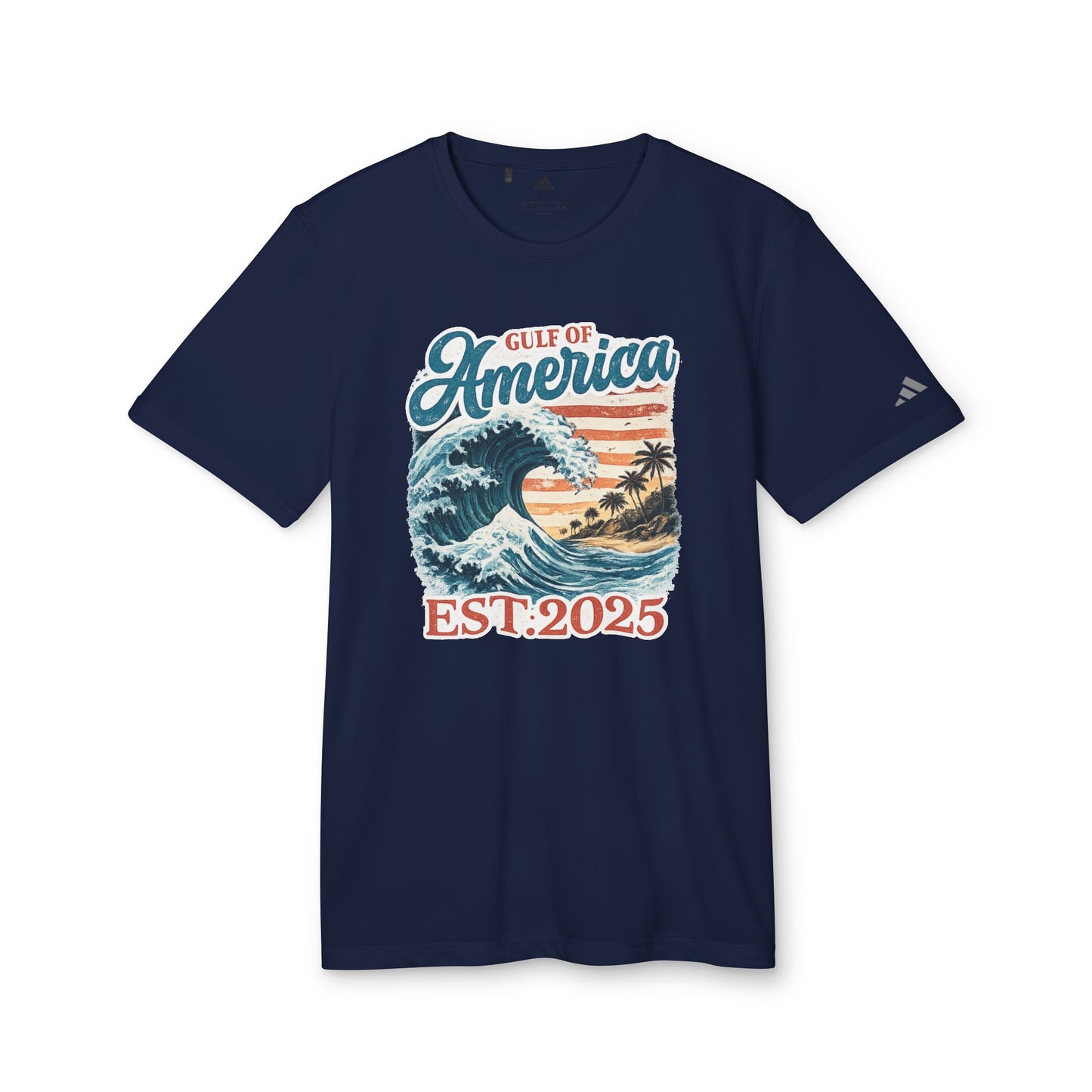 Gulf of America Est. 2025 Waves Adidas Brand T-Shirt
