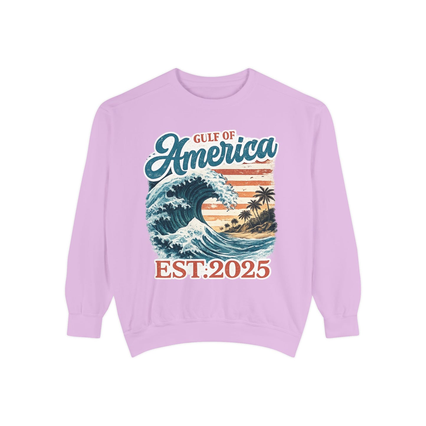 Gulf of America Est. 2025 Waves Comfort Color Brand Crewneck Sweatshirt