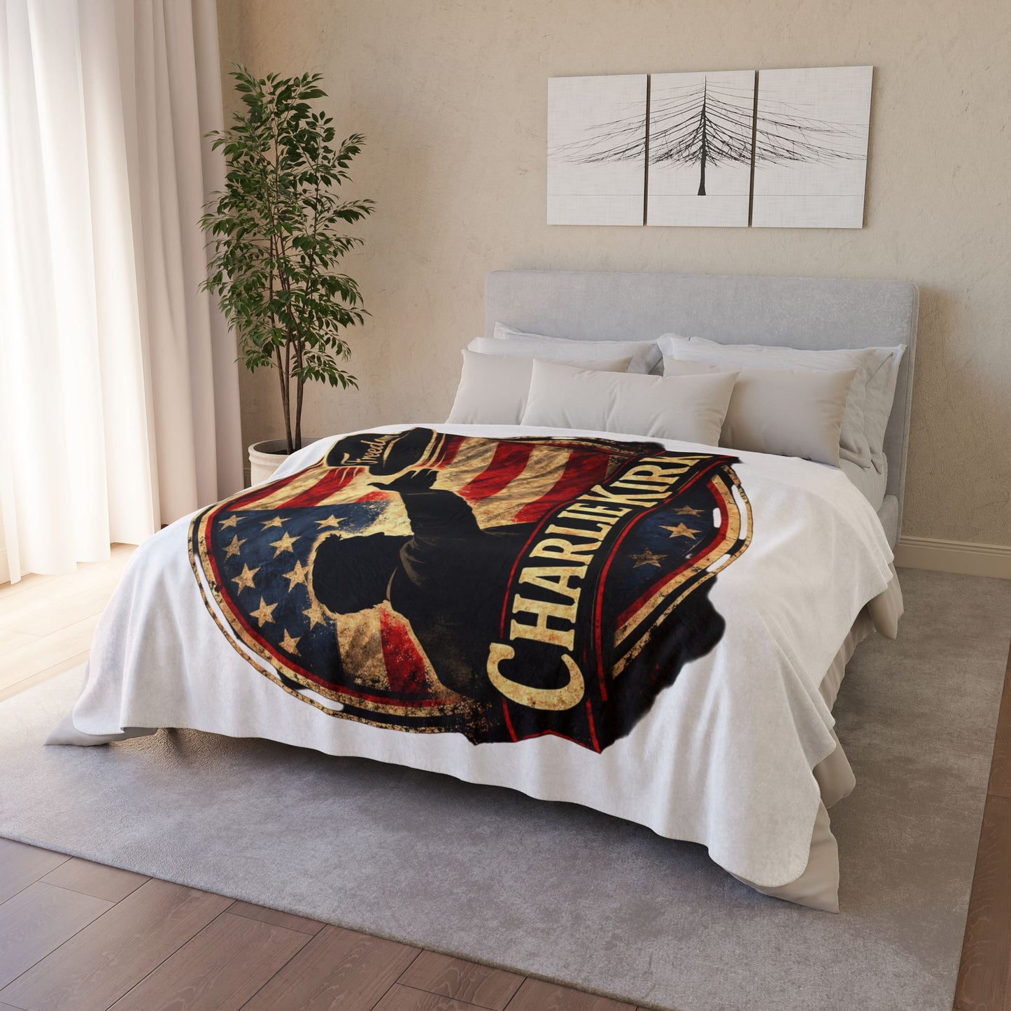 Charlie Kirk Freedom Hat Fleece Sherpa Blanket