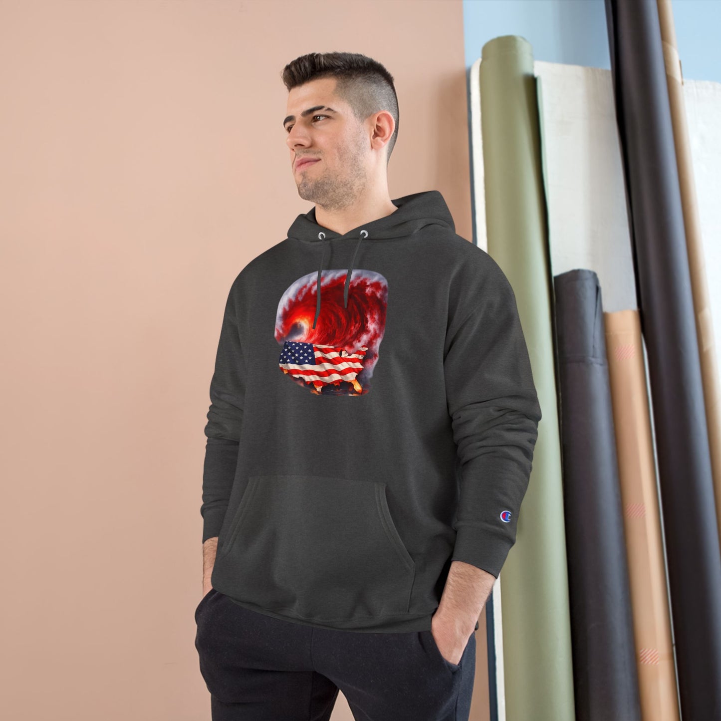 Red Wave USA Champion Brand Hoodie