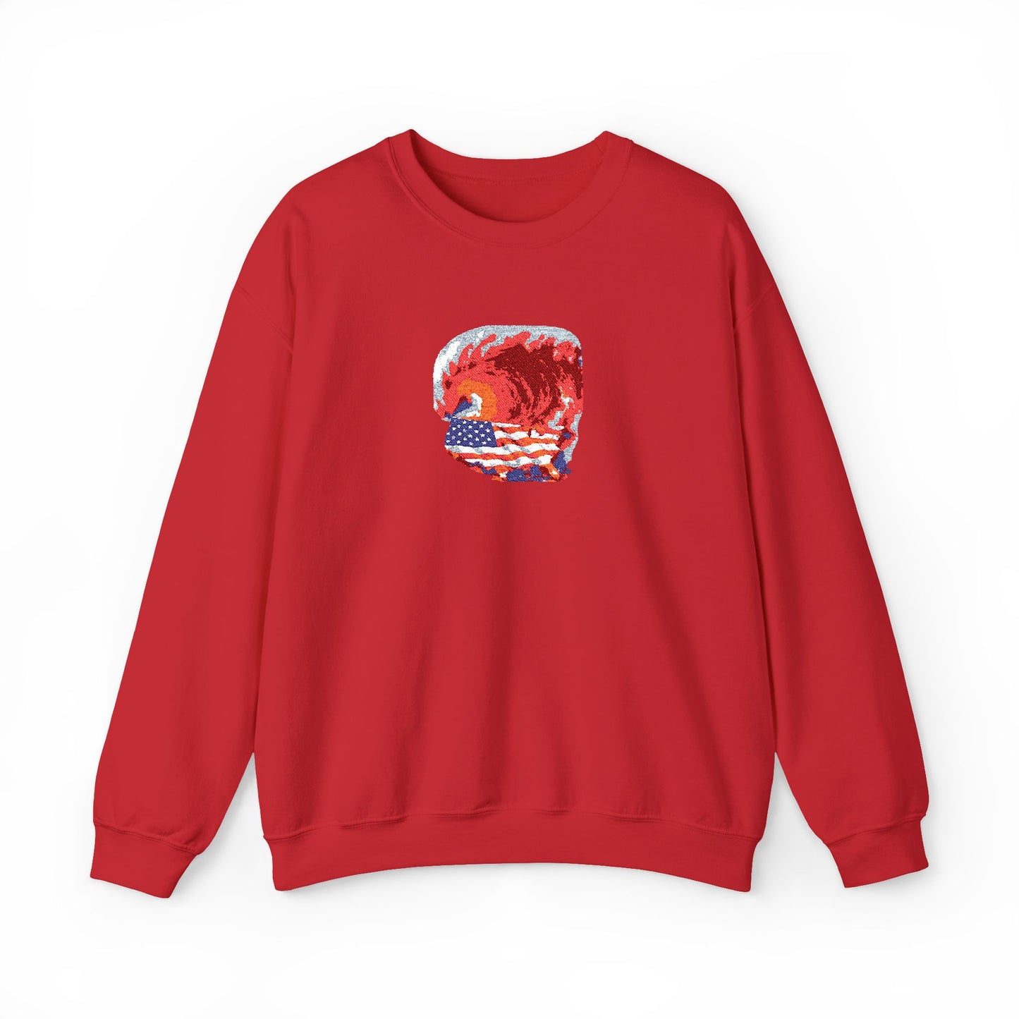 Red Wave USA Comfort Color Brand Embroidered Crewneck Sweatshirt