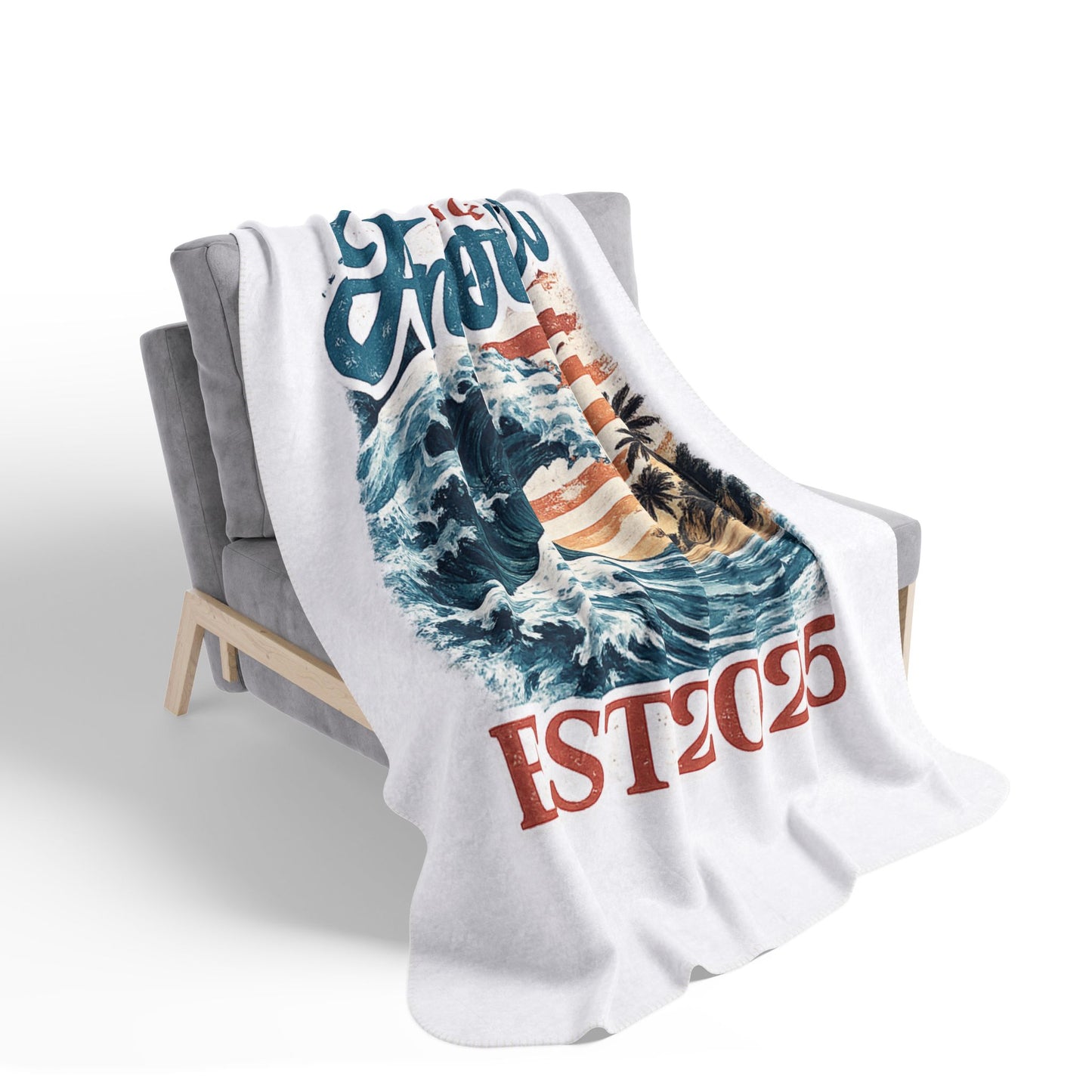 Gulf of America EST. 2025 Waves Fleece Sherpa Blanket