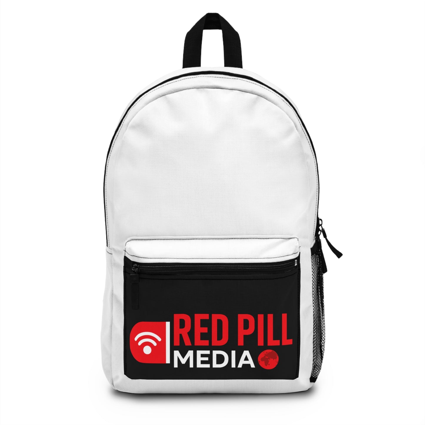 Red Pill Media Logo Backpack — Branded Logo School & Travel Bag