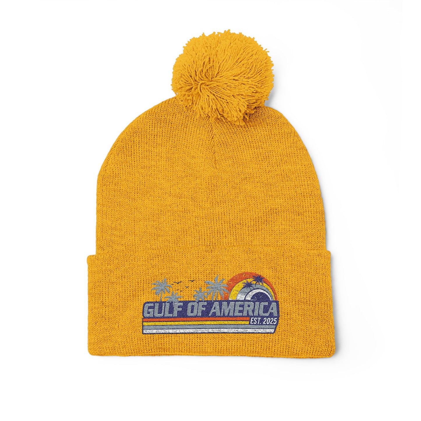 Gulf of America Vintage Embroidered Pom-Pom Knit Beanie