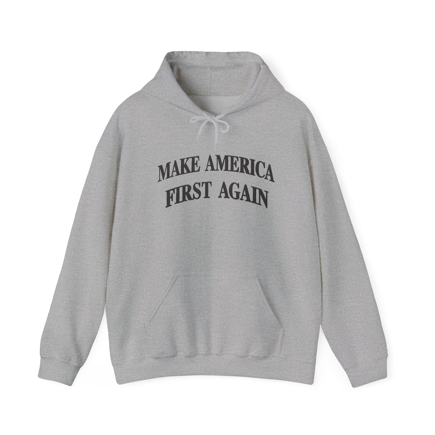 Black Make America First Again Hoodie — Black Pullover Hoodie