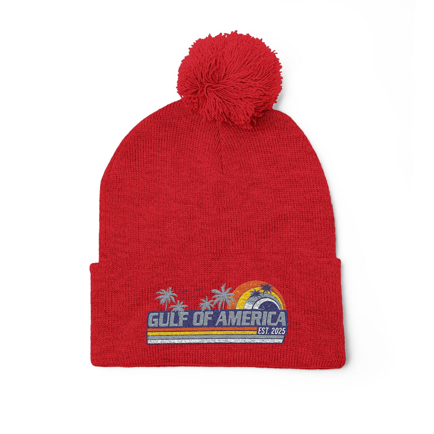 Gulf of America Vintage Embroidered Pom-Pom Knit Beanie